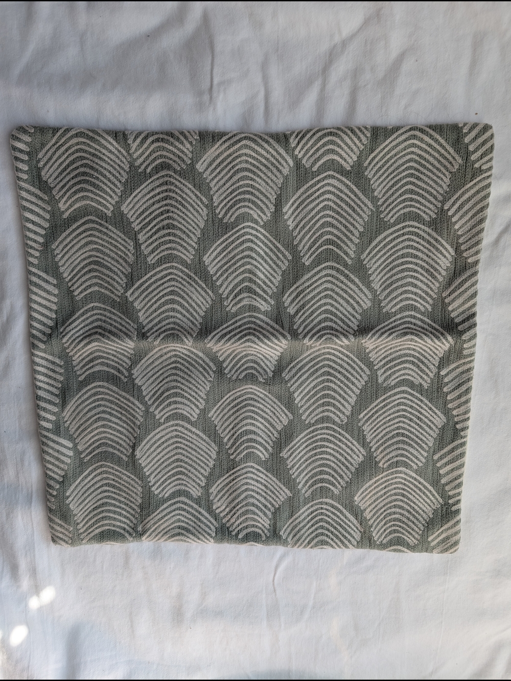 West Elm Embroidered Throw Pillow Covers in Sage Green and Cream - 2 - Picture 2 of 6